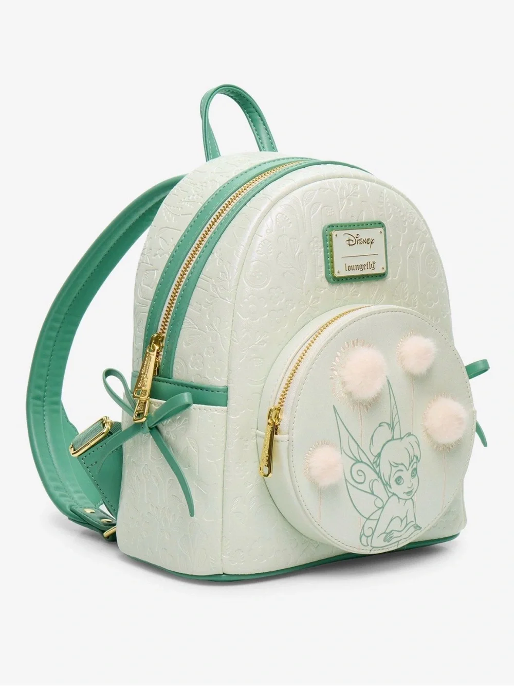 New Loungefly Disney Peter Pan Tinker Bell Dandelion Pom Pom Mini Backpack